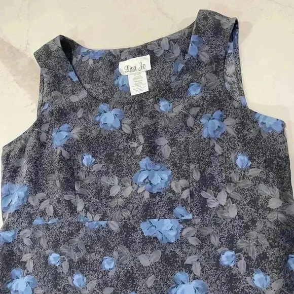Vintage 90s Lisa Jo Sleeveless Blue Floral Maxi Dress Womens Size 13/14 Tie Back - Picture 2 of 6